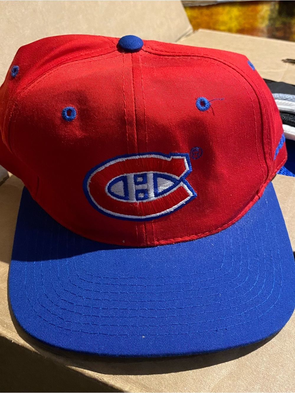STARTER fitted Two-Tone Canadiens Hat in Red and Blue vintage